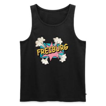Freiburg Germany City Font Pop Art Comic - Men's Premium Organic Tank Top - black - Front - AI Model Male 178 light (178cm)