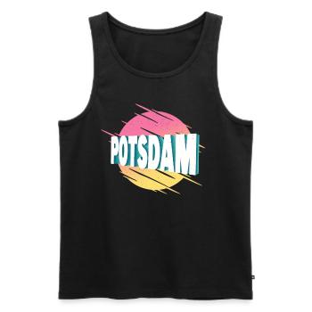 Potsdam Deutschland Stadt Schrift Vintage Retro - Männer Premium Bio Tank Top - Schwarz - Vorne - AI Model Male 178 light (178cm)
