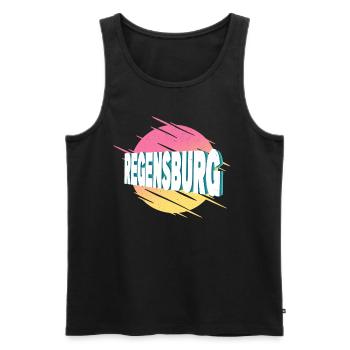 Regensburg Deutschland Stadt Schrift Vintage Retro - Männer Premium Bio Tank Top - Schwarz - Vorne - Michal (187cm)