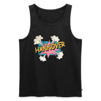 Hannover Germany City Font Pop Art Comic - Men's Premium Organic Tank Top - black - Front - AI Model Male 178 light (178cm)