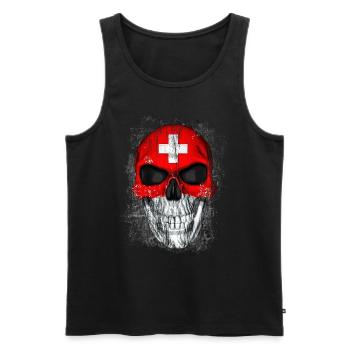 Totenkopf Schweiz - Männer Premium Bio Tank Top - Schwarz - Vorne - Michal (187cm)