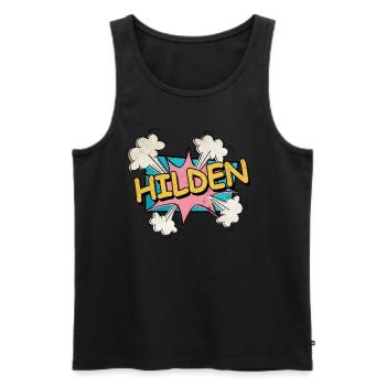 Hilden Germany City Font Pop Art Comic - Men's Premium Organic Tank Top - black - Front - AI Model Male 178 light (178cm)