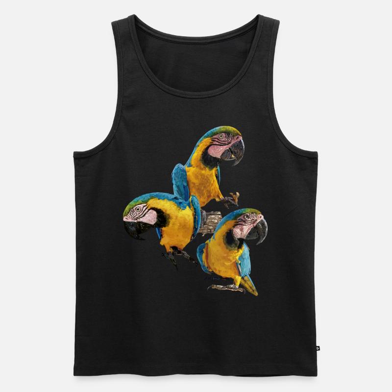 Der blau-gelbe Ara - Männer Premium Bio Tank Top - Schwarz