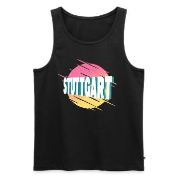 Stuttgart Germany City Font Vintage Retro - Men's Premium Organic Tank Top - black - Front - AI Model Male 178 light (178cm)
