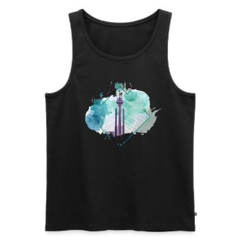Düsseldorf Allemagne City Skyline Splash Coloré - Débardeur bio Premium Homme - noir - Devant - Michal (187cm)