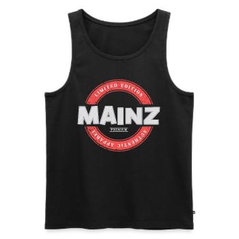 Mainz Germany City Skyline Home Love - Men's Premium Organic Tank Top - black - Front - AI Model Male 178 light (178cm)