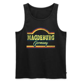 Magdebourg Allemagne Ville Police Vintage Retro - Débardeur bio Premium Homme - noir - Devant - Michal (187cm)