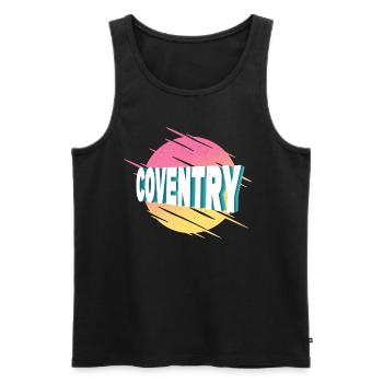 Coventry England United Kingdom UK City Font - Men's Premium Organic Tank Top - black - Front - AI Model Male 178 light (178cm)