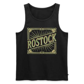 Rostock Allemagne City Font Vintage Rétro - Débardeur bio Premium Homme - noir - Devant - AI Model Male 178 light (178cm)