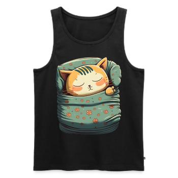 Cadeau de sommeil pour chat Kawaii - Débardeur bio Premium Homme - noir - Devant - AI Model Male 178 light (178cm)
