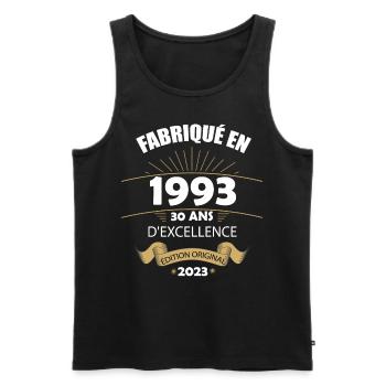 Fabriqué En 1993 Né En 1993 30 Ans Anniversaire - Débardeur bio Premium Homme - noir - Devant - Michal (187cm)