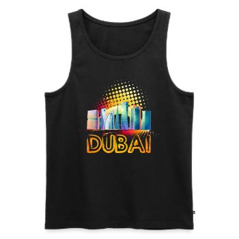 Dubaï Skyline Summer Sun Palm Beach Mer - Débardeur bio Premium Homme - noir - Devant - AI Model Male 178 light (178cm)