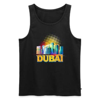 Dubaï Skyline Summer Sun Palm Beach Mer - Débardeur bio Premium Homme - noir - Devant - AI Model Male 178 light (178cm)