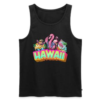Hawaii Summer Flamingo Palm Tree Beach Ocean Vacation - Débardeur bio Premium Homme - noir - Devant - Michal (187cm)