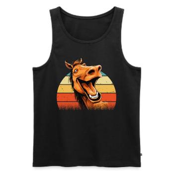 Lachendes Pferd Lustig Witzig Humor Verrückt Ugly - Männer Premium Bio Tank Top - Schwarz - Vorne - Michal (187cm)
