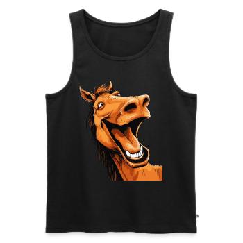 Lachendes Pferd Lustig Witzig Humor Verrückt Ugly - Männer Premium Bio Tank Top - Schwarz - Vorne - Michal (187cm)