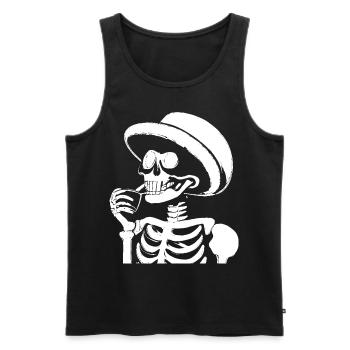 Sarcastic Funny Skeleton Drinking Espresso Coffee - Men's Premium Organic Tank Top - black - Front - AI Model Male 178 light (178cm)