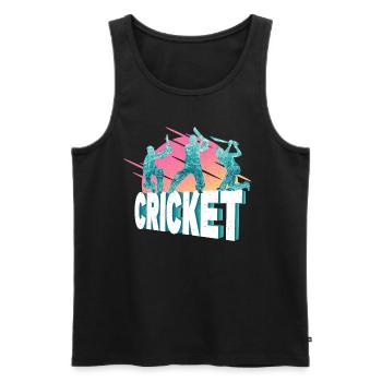 Cricket Cricketspieler Schlagmann Sport Vintage - Männer Premium Bio Tank Top - Schwarz - Vorne - Michal (187cm)