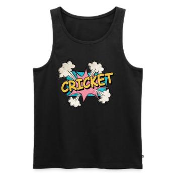 Cricket Pop Art Cartoon Comic Schrift Sport - Männer Premium Bio Tank Top - Schwarz - Vorne - AI Model Male 178 light (178cm)