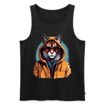 Streetstyle-Luchs | Luchs-Liebhaber - Männer Premium Bio Tank Top - Schwarz - Vorne - AI Model Male 178 light (178cm)
