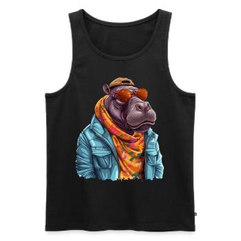 Nilpferd-Graffiti. Verborgene Stärke und Macht. - Männer Premium Bio Tank Top - Schwarz - Vorne - AI Model Male 178 light (178cm)