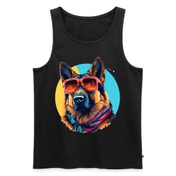 Urban Guardian: Sheepdog street vibes - Men's Premium Organic Tank Top - black - Front - Michal (187cm)