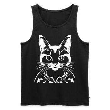 Drôle de chat Silhouette Cheeky Fun Cats - Débardeur bio Premium Homme - noir - Devant - Michal (187cm)