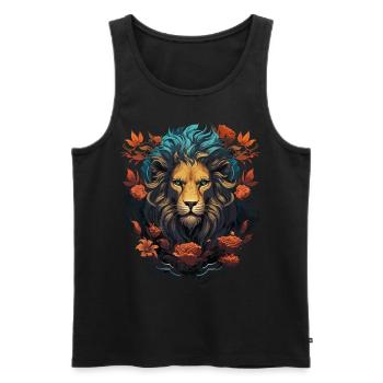lion, lion head, strong, wild, pride, brave, royal, - Men's Premium Organic Tank Top - black - Front - AI Model Male 178 light (178cm)