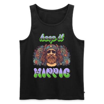 keep it hippie - Männer Premium Bio Tank Top - Schwarz - Vorne - AI Model Male 178 light (178cm)