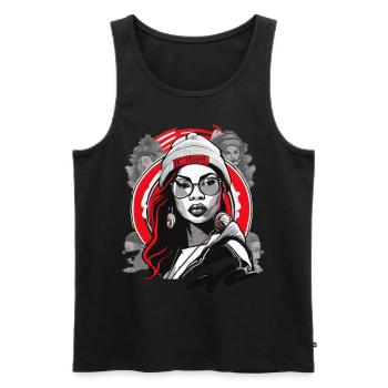 Mädchen im Old School und hip hop design - Männer Premium Bio Tank Top - Schwarz - Vorne - AI Model Male 178 light (178cm)