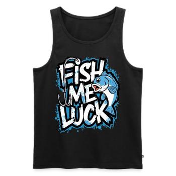 Fish Me Luck Funny Fishing Design for Anglers - Men's Premium Organic Tank Top - black - Front - Michal (187cm)