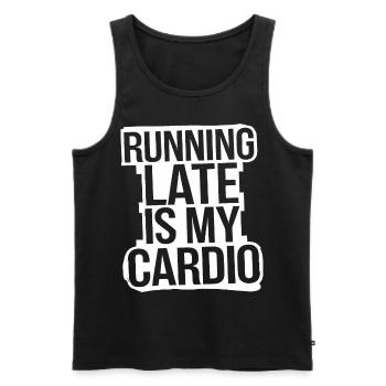 Running Late est ma citation amusante sur le cardio - Débardeur bio Premium Homme - noir - Devant - Michal (187cm)