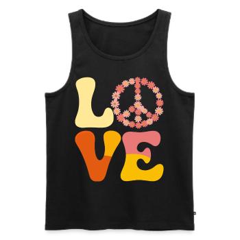 Signe de paix Amour des années 60 des années 70 Costume Groovy Hippie - Débardeur bio Premium Homme - noir - Devant - Michal (187cm)