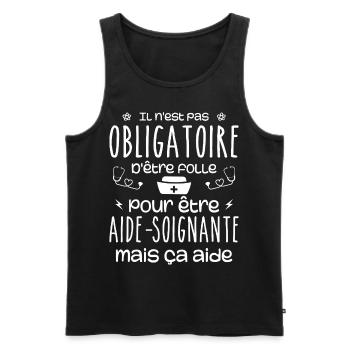 Folle et aide-soignante Humour Aide-soignante - Débardeur bio Premium Homme - noir - Devant - AI Model Male 178 light (178cm)