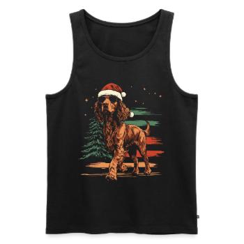 Irish Setter with Santa Hat and Sunglasses - Men's Premium Organic Tank Top - black - Front - Michal (187cm)