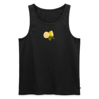 Zitrone frisch geschnitten - Männer Premium Bio Tank Top - Schwarz - Vorne - AI Model Male 178 light (178cm)