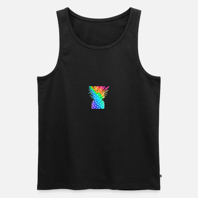 Bunte Ananas Regenbogen cool Geschenkidee - Männer Premium Bio Tank Top - Schwarz