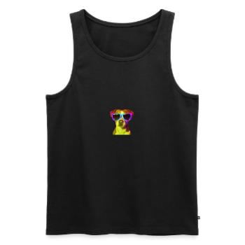 Hund mit Sonnenbrille bunt Geschenkidee süß lustig - Männer Premium Bio Tank Top - Schwarz - Vorne - Michal (187cm)