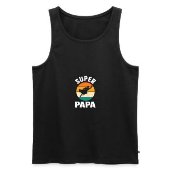 Père Papa Super-héros - Débardeur bio Premium Homme - noir - Devant - Michal (187cm)