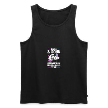 Maman et fils - Débardeur bio Premium Homme - noir - Devant - AI Model Male 178 light (178cm)