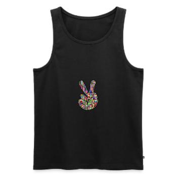 Buntes Peace Symbol - Geschenkidee - Männer Premium Bio Tank Top - Schwarz - Vorne - AI Model Male 178 light (178cm)