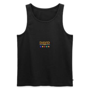 David - Männer Premium Bio Tank Top - Schwarz - Vorne - AI Model Male 178 light (178cm)