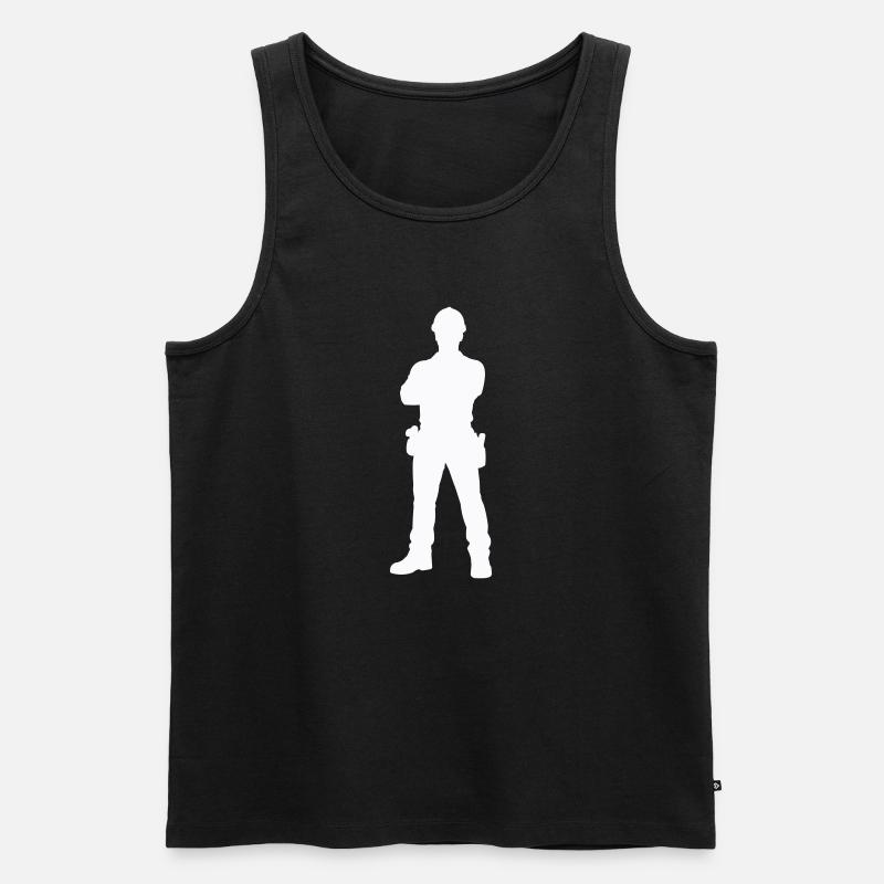 Bauarbeiter Bau Silhouette - Männer Premium Bio Tank Top - Schwarz
