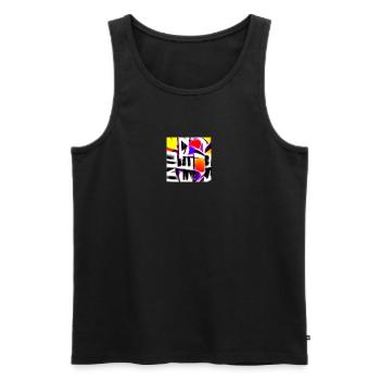 funky colours - Men's Premium Organic Tank Top - black - Front - AI Model Male 178 light (178cm)