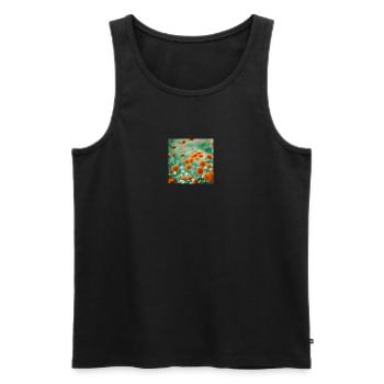 Fleur prairie orange - Débardeur bio Premium Homme - noir - Devant - Michal (187cm)