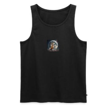 Hund Mond Dog Moon Love Tier - Männer Premium Bio Tank Top - Schwarz - Vorne - Michal (187cm)