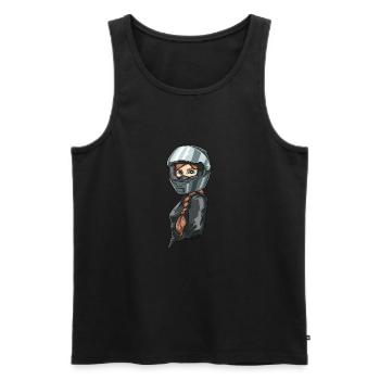 Lady Biker für eine Motorradfahrerin Bikerin - Männer Premium Bio Tank Top - Schwarz - Vorne - Michal (187cm)