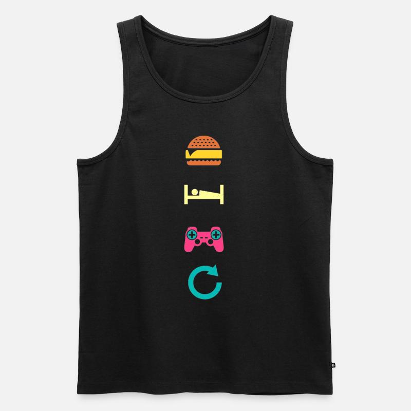 eat sleep game repeat - Männer Premium Bio Tank Top - Schwarz