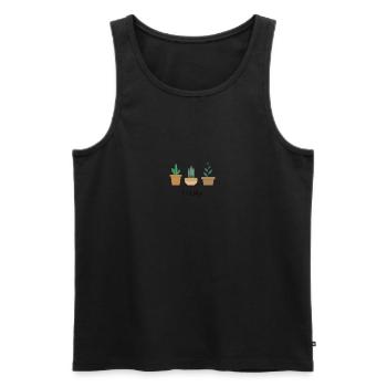 Plant Mom | Cactus and Flower - Men's Premium Organic Tank Top - black - Front - Michal (187cm)