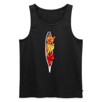 Cats look through a zipper - Men's Premium Organic Tank Top - black - Front - Michal (187cm)